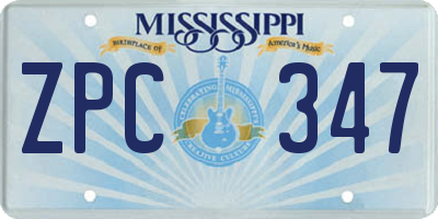 MS license plate ZPC347