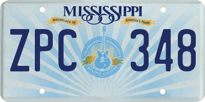 MS license plate ZPC348
