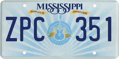 MS license plate ZPC351