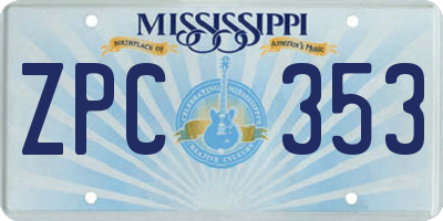 MS license plate ZPC353