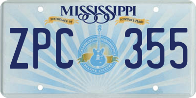 MS license plate ZPC355