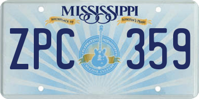 MS license plate ZPC359