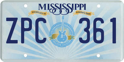 MS license plate ZPC361