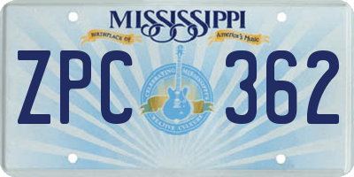 MS license plate ZPC362