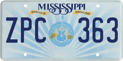 MS license plate ZPC363