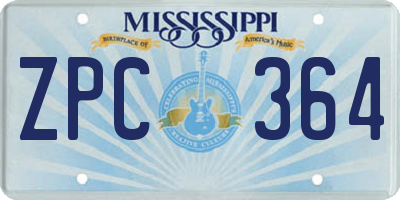 MS license plate ZPC364