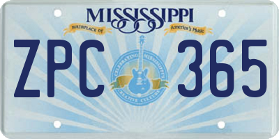 MS license plate ZPC365