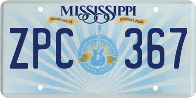 MS license plate ZPC367