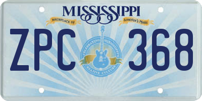 MS license plate ZPC368