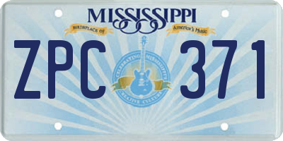 MS license plate ZPC371