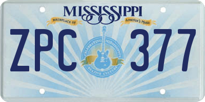 MS license plate ZPC377