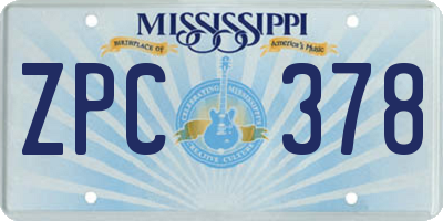 MS license plate ZPC378