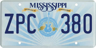 MS license plate ZPC380