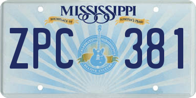 MS license plate ZPC381