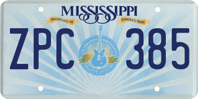 MS license plate ZPC385