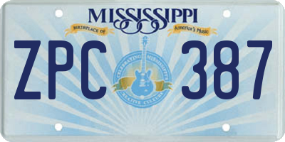 MS license plate ZPC387