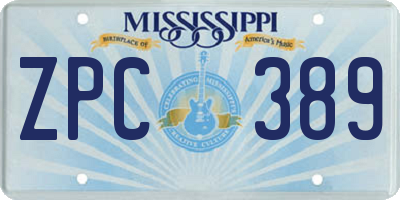 MS license plate ZPC389