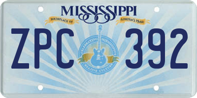 MS license plate ZPC392