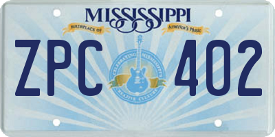 MS license plate ZPC402