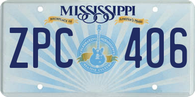 MS license plate ZPC406