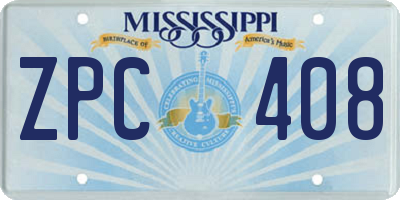 MS license plate ZPC408