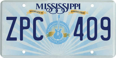 MS license plate ZPC409