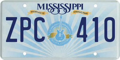 MS license plate ZPC410