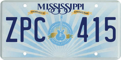 MS license plate ZPC415