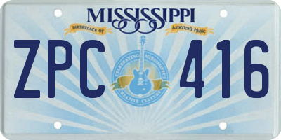 MS license plate ZPC416