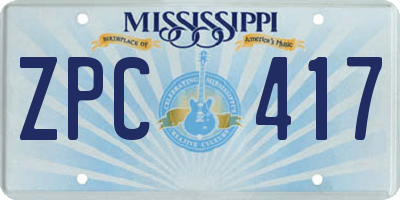 MS license plate ZPC417