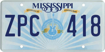 MS license plate ZPC418