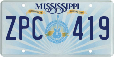 MS license plate ZPC419