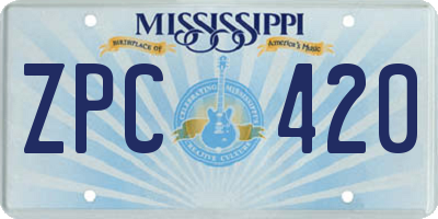 MS license plate ZPC420