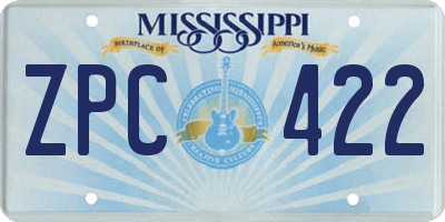MS license plate ZPC422