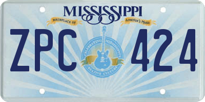 MS license plate ZPC424