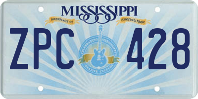 MS license plate ZPC428