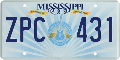 MS license plate ZPC431