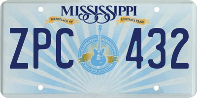MS license plate ZPC432