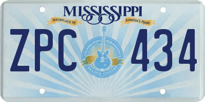 MS license plate ZPC434