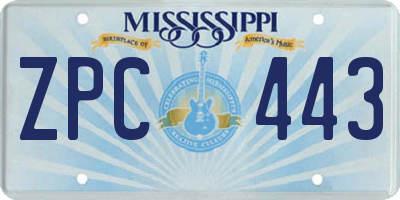 MS license plate ZPC443
