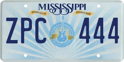 MS license plate ZPC444