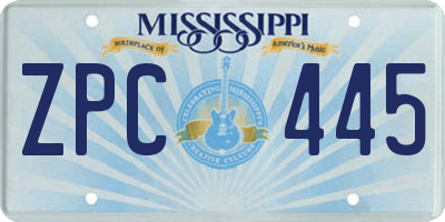 MS license plate ZPC445