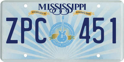 MS license plate ZPC451
