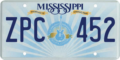 MS license plate ZPC452