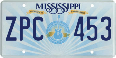 MS license plate ZPC453