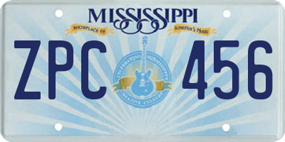 MS license plate ZPC456