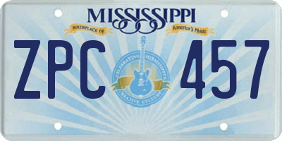 MS license plate ZPC457