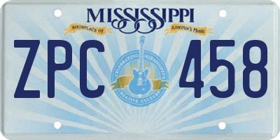 MS license plate ZPC458