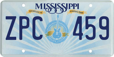 MS license plate ZPC459