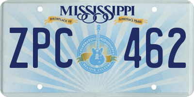 MS license plate ZPC462
